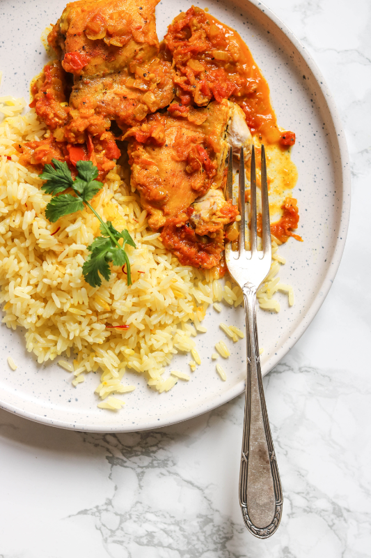 Chicken Curry With Saffron Rice