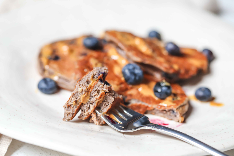 High Protein Blueberry Pancakes